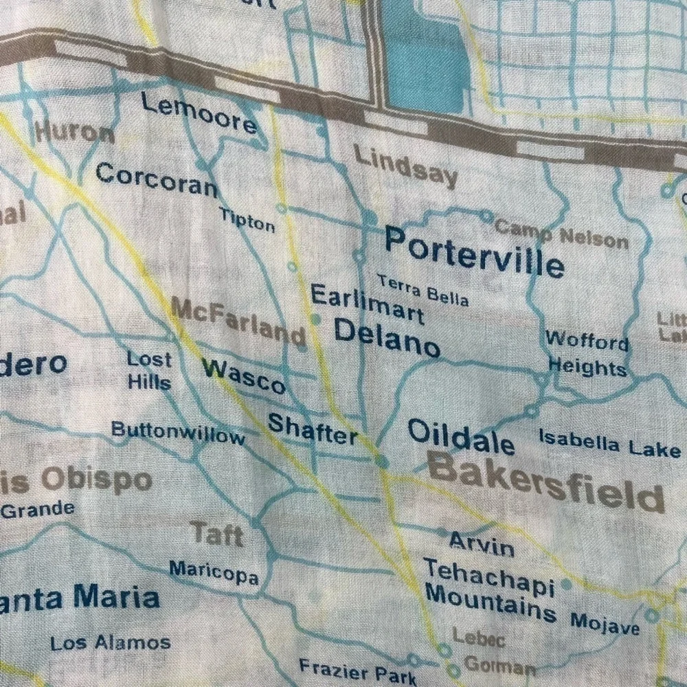 Kate Spade Off the Map Scarf West Coast California Mexico Silk Going Places
